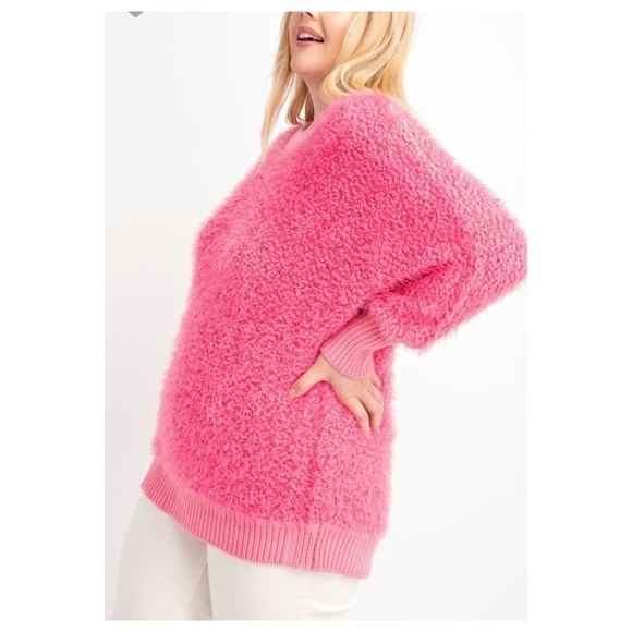 Plus Size Dolman Soft Hairy Popcorn Sweater - Picture 4 of 6